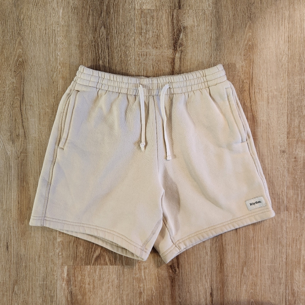 Rhythm. Birch Tan Uni Fleece Jam Sweatpant Lounge Shorts Men's Size 28